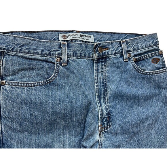 Harley Davidson Straight Leg Jeans Blue 5 Pocket Medium Wash Mens 36 x 32 - Picture 3 of 11